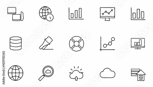 data analytics set of web icons in line style  dat.eps