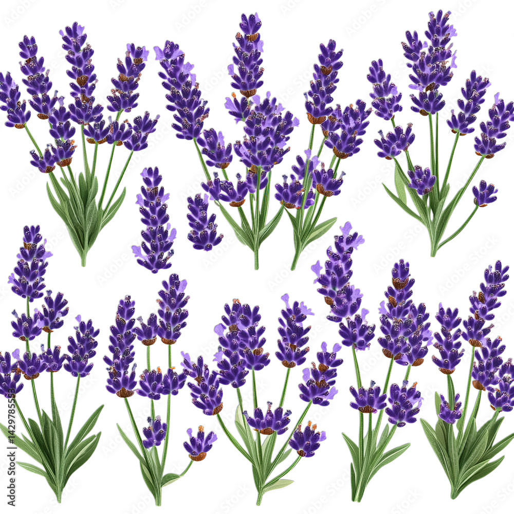 Naklejka premium lavender flowers isolated on white isolated on transparent background png