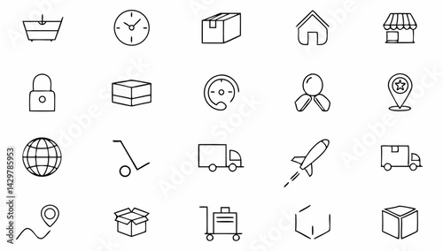 delivery and logistic set of web icons in line sty.eps