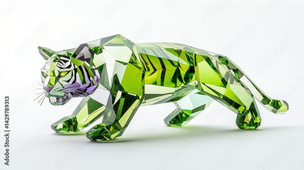 Fototapeta premium Green Crystal Tiger Sculpture