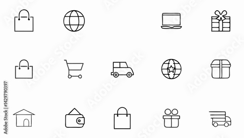 e commerce set of web icons in line style  online .eps