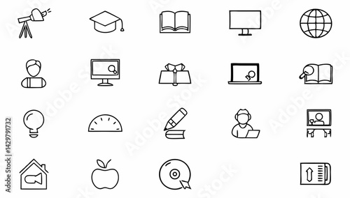 education set of web icons in line style  learning (2).eps