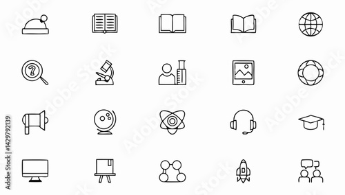 education set of web icons in line style  learning.eps