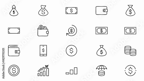 finance set of web icons in line style  money and  (3).eps