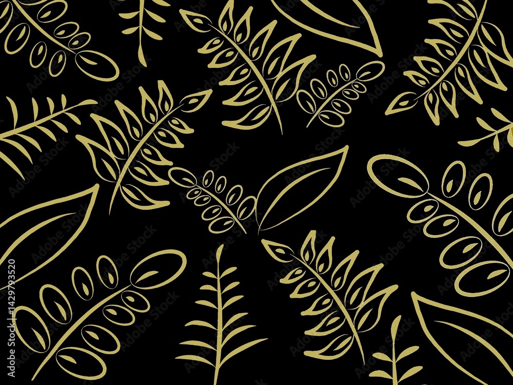 Fototapeta premium Golden leaves pattern
