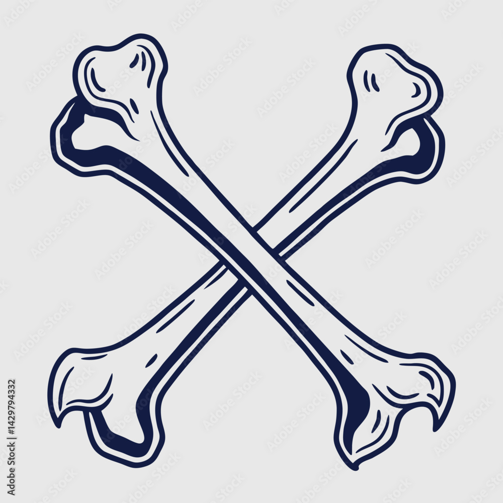 Fototapeta premium Crossed Bones Tee: Skull, Danger, Pirate, and Warning Symbol