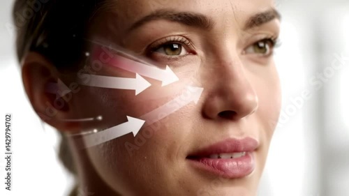Anti-Aging Treatment Woman Face Lift Arrows
