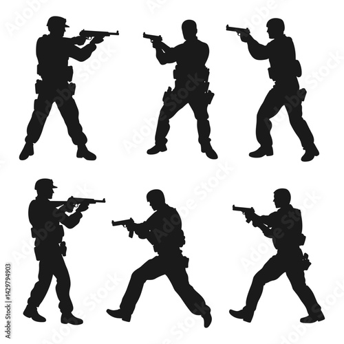 Soldiers with Rifles in Combat Pose