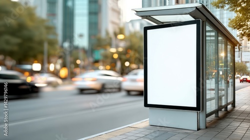 Bus stop advertising mockup blank billboard template city street urban marketing display for ads banner design