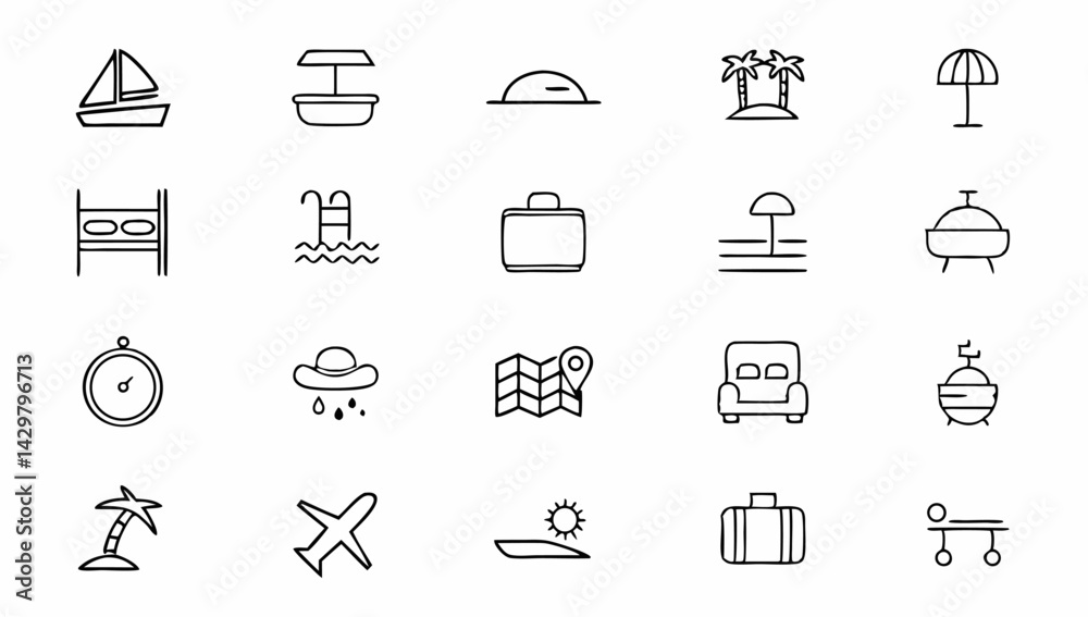 hotel set of web icons in line style  hotel and va.eps