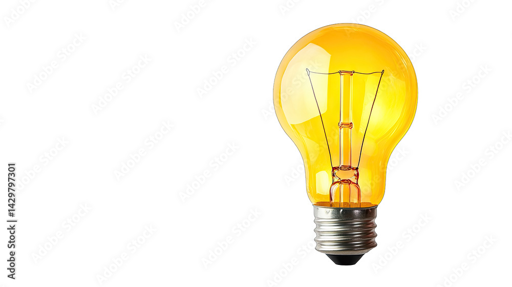 a glowing yellow light bulb symbolizing ideas creativity and illumination its design showcases a classic bulb shape with a metallic base emphasizing functionality and aesthetic appeal a glowing yellow light bulb symbolizing ideas creativity and illumination its design showcases a classic bulb shape with a metallic base emphasizing functionality and aesthetic appeal