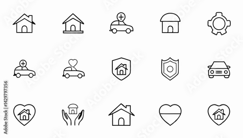 insurance set of web icons in line style  insuranc (1).eps