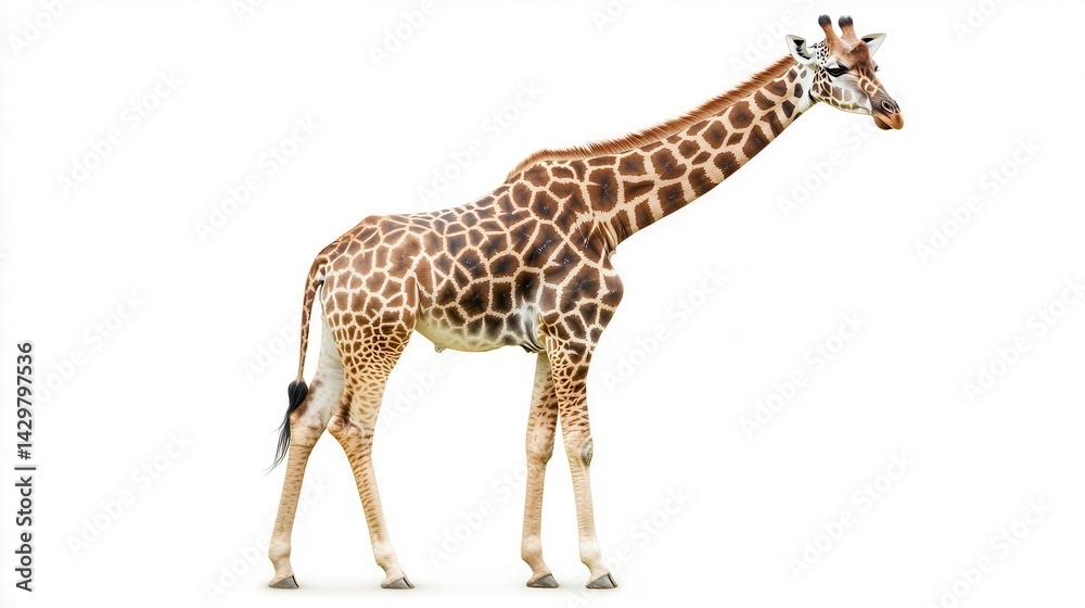 Fototapeta premium Single giraffe isolated on white background.