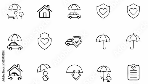 insurance set of web icons in line style  insuranc (4).eps