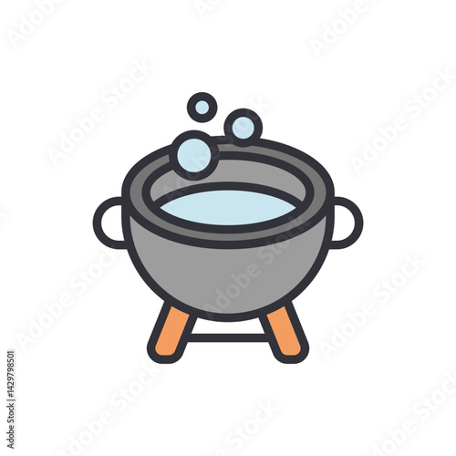 Cauldron colored icons, minimalist vector illustration ,simple transparent graphic element .Isolated on white background