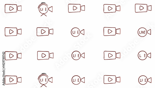 large set of red live streaming icons  live stream (1).eps