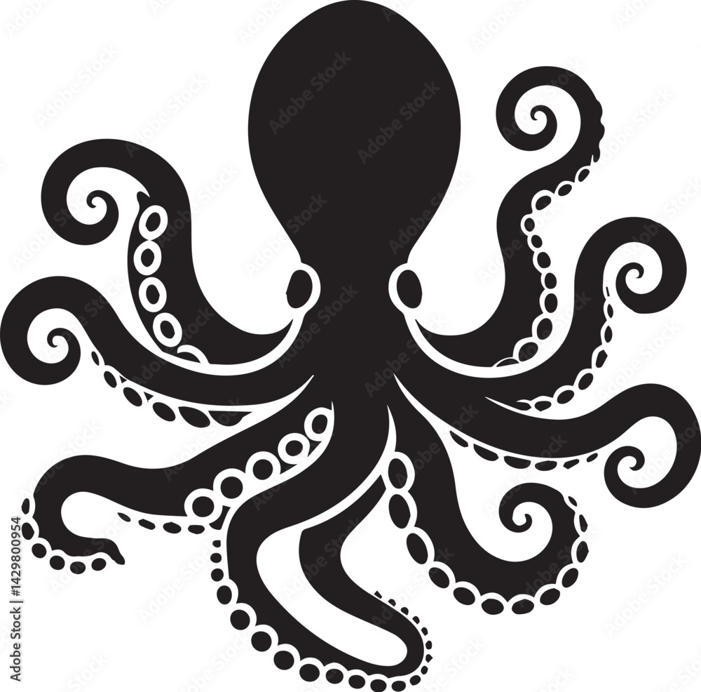 octopus silhouette vector icon