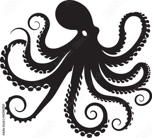 octopus silhouette vector icon