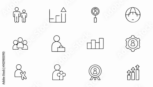 personal growth and success set of web icons in li.eps