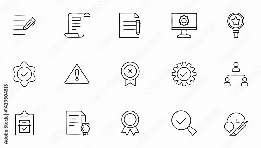 quality control set of web icons in line style  qu.eps