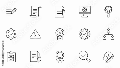 quality control set of web icons in line style  qu.eps