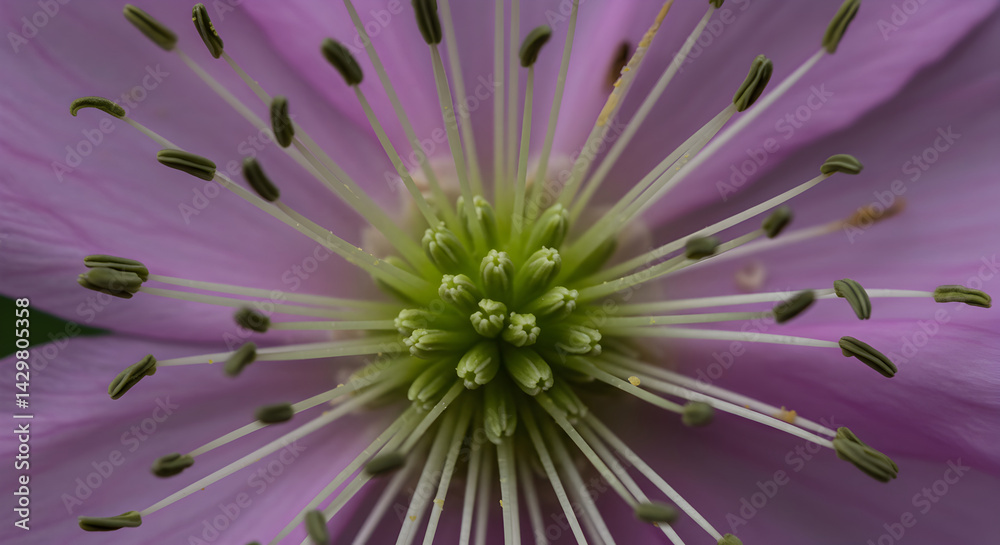Obraz premium Elegant Light Purple Flower With Striking Stamens And Pistils Close Up