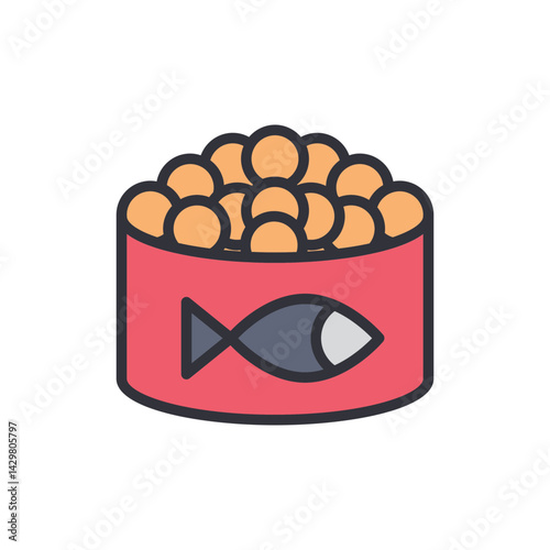 Caviar colored icons, minimalist vector illustration ,simple transparent graphic element .Isolated on white background