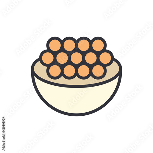 Caviar colored icons, minimalist vector illustration ,simple transparent graphic element .Isolated on white background