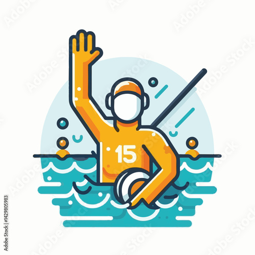 water, ball, sport, game, competition, water polo, polo, pool, swim, play, sports, person, vector, athlete, player, illustration, team, match, exercise, recreation, summer, background, young, blue, ac