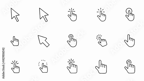 set of hand pointer symbol in trendy flat style  c.eps