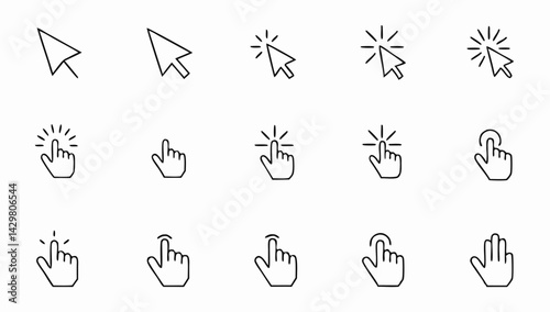 set of hand pointer symbol in trendy flat style  c (1).eps