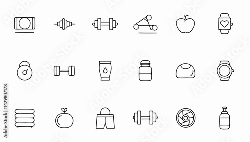 sport and fitness set of web icons in line style   (1).eps