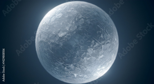Frozen Orb Floating Against a Dark Backdrop With Light Refraction