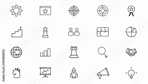 start up set of web icons in line style  business .eps