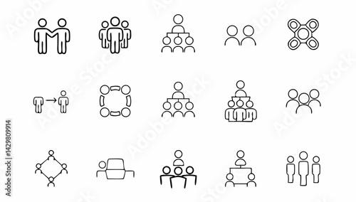 team work set of web icons in line style  teamwork (3).eps