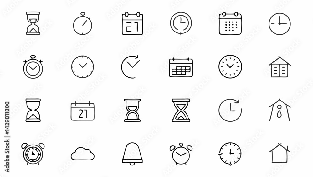 Fototapeta premium time and clock icon set with editable stroke time (1).eps