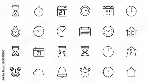 time and clock icon set with editable stroke  time (1).eps