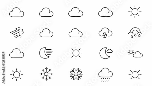 weather set of web icons in line style  forecast w.eps