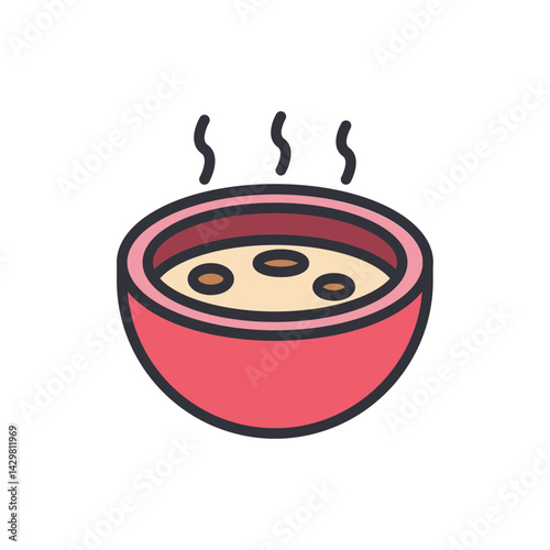 Cereal bowl colored icons, minimalist vector illustration ,simple transparent graphic element .Isolated on white background