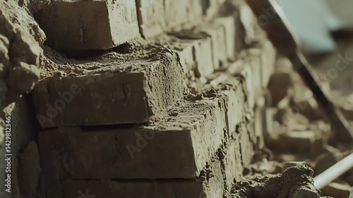 Close-Up of Weathered Bricks in a Wall