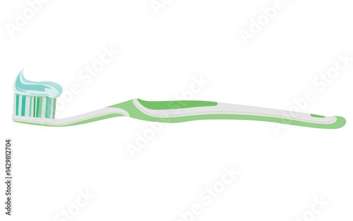 Toothbrush with toothpaste. Tooth Care Equipment clipart.