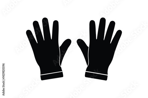 A pair of gloves icon silhouette on white background