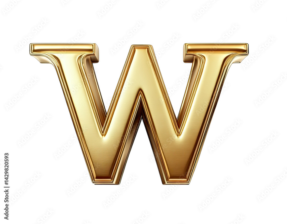 a three-dimensional shiny golden letter w with a polished surface giving it a luxurious and eye-catching appearance it can be used in branding design or artistic projects a three-dimensional shiny golden letter w with a polished surface giving it a luxurious and eye-catching appearance it can be used in branding design or artistic projects