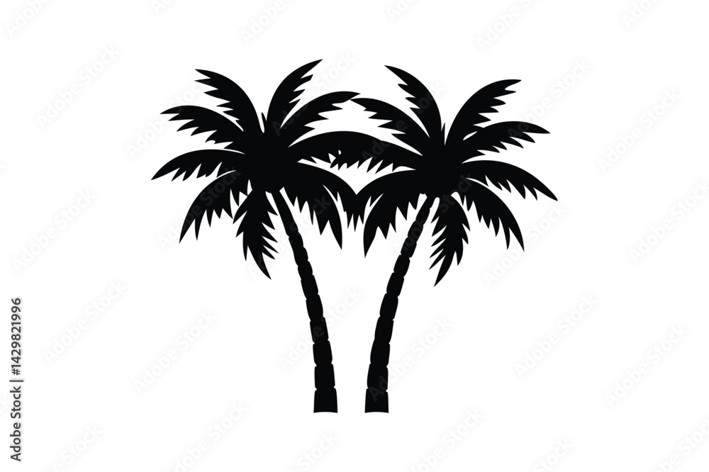 Obraz premium Palm trees icon silhouette on white background