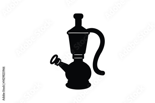 Billy bong water pipe filtration silhouette on white background