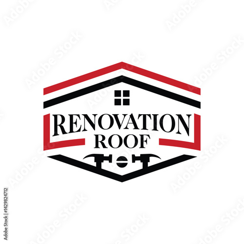 renovation roof concept logo design vector template