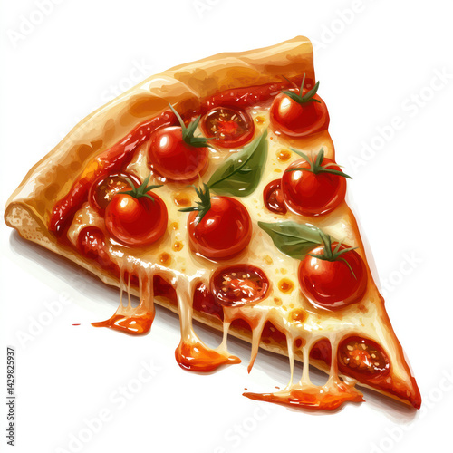 pizza with salami and tomato