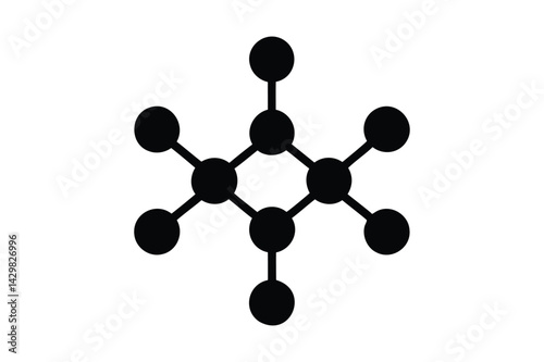 Carbon molecule icon silhouette on white background