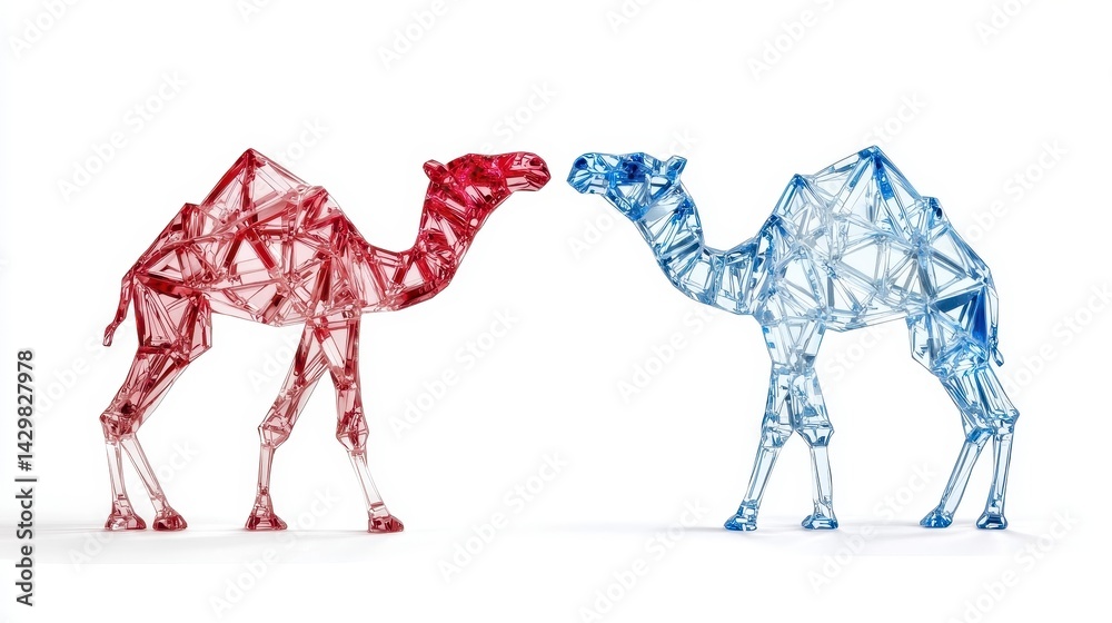 Obraz premium Colorful Abstract Camels Kissing