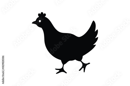 Chicken icon silhouette on white background